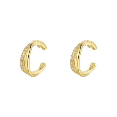 China Fashionable and High Quality Dubai Gold Color S925 Silver Non-piercing Hypoallergenic Ear Cuff Earrings for sale