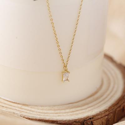 China FASHIONABLE Tasty And Minimalist Jewelry Gold Plated Cubic Zirconia S925 Sterling Silver Necklace For Girl for sale