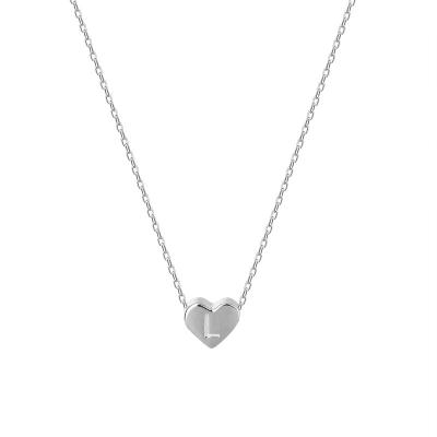 China Jewelry 26 925 Sterling Silver Initial Letter Alphabet Heart Necklace Simple Pendant Solid Silver TRENDY for sale