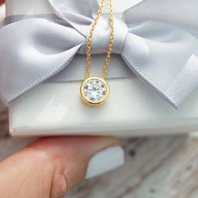 China TRENDY Hot Selling Round CZ Pendant 925 Sterling Silver Necklace for sale