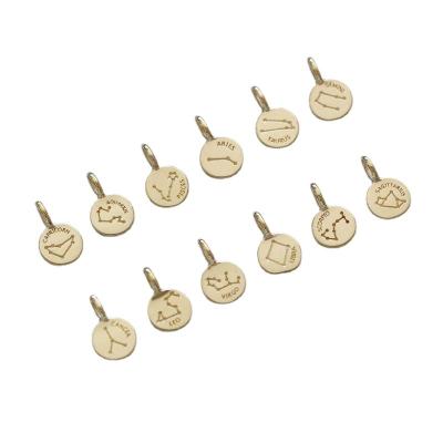 China Tasty And Simple Zodiac Disc 925 Sterling Silver Pendant Necklace 14k Gold Plated TRENDY for sale