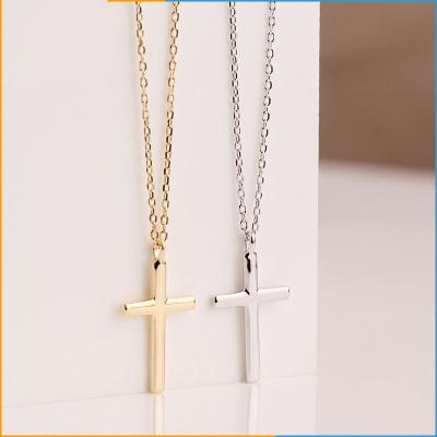 China FASHIONABLE Simple Cross Pendant Gold Plated Over S925 Sterling Silver Cross Necklace for sale