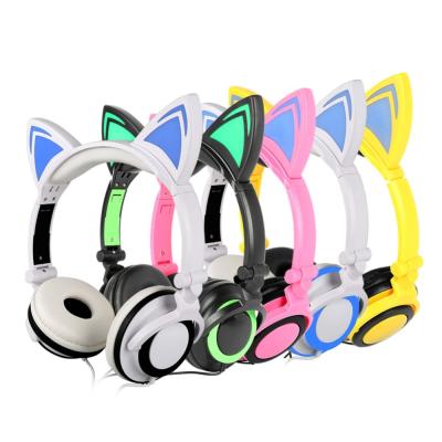 China Colorful Headband Earphone Earphone Led Headset Children Earphones Cartoon Cat for sale