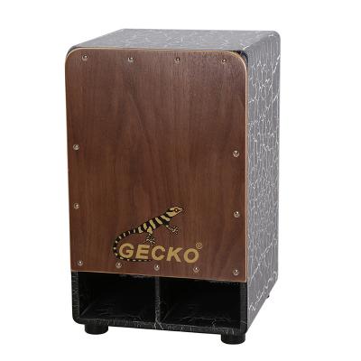 China New Style Exquisite Walnut Handmade Gecko Musical Instrument Percussion Instrument Cajon Wood Drum for sale