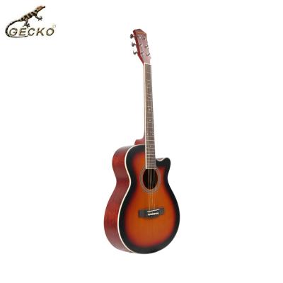 China Exquisite Gecko Musical Instrument 40 Inch Sapele Wood w/white Binding Black Guitar High Quality Fingerboard Wood for sale