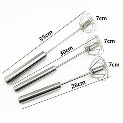 China Hot Selling 12 Inch Stainless Steel Egg Beater Hand Mixer Manual Egg Mixer Simplicity Semi-automatic Rotating Egg Beaters for sale