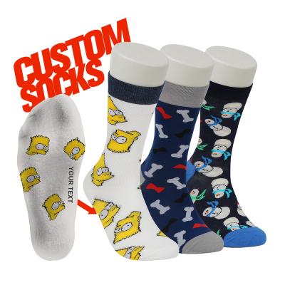 China QUICK DRY (YS) MAKE YOUR OWN FUNNY PATTERN COLORFUL HAPPINESS CUSTOM DRESS POCKETS CUSTOM LOGO CREW SOCKS for sale