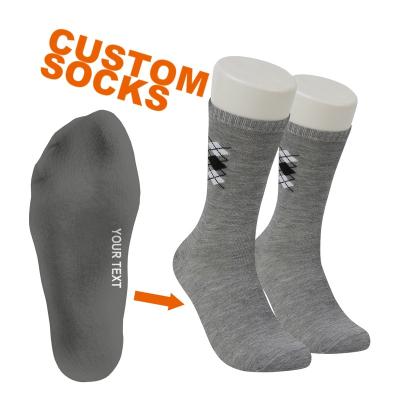 China QUICK DRY (YS) Customized Socks Gray Color Mens Business Crew Socks Custom Logo Casual Socks For Men for sale