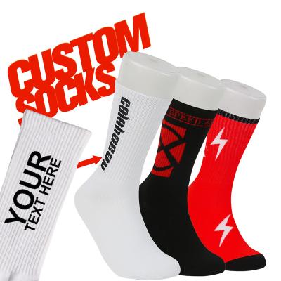 China QUICK DRY made your own custom brand unisex crew socks men custom logo cotton crew socks for sale