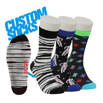 China QUICK DRY Custom Logo Crew Socks Custom Knit Zebra Pattern Knockouts Patterned Socks Custom No Minimum for sale