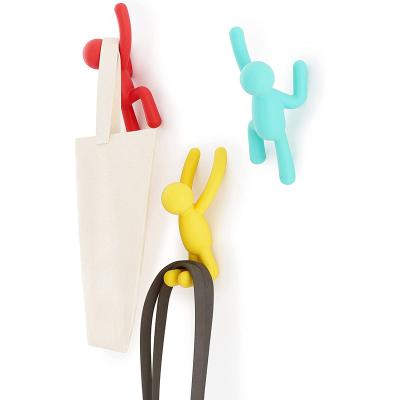 China Contemporary Decorative Wall Mounted Coat Hangs Buddy Wall Hooks Hanging Coats Scarves Bags Clips Backpacks Towels Brighter for sale