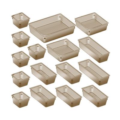 China Office Clear Drawer Organizer Tray Sock Divider Pet Fridge Stackable Storage Drawer Organizer Transparent Brown Plastic for sale