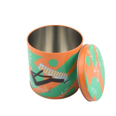 China Fashionable Durable Food Grade Custom Printed Round Empty Metal Tea Tin Can Box Packaging For Tea With Lid for sale