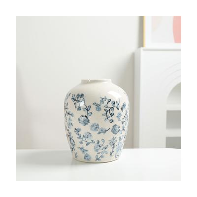 China Modern Hot Popular Blue White Ceramic Vase Porcelain Vases Antique Chinese Blue And White Vases for sale