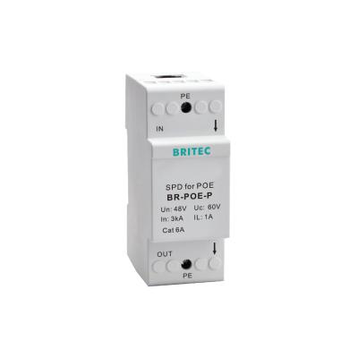 China BR-POE-P Ethernet  48V RJ45 POE Ethernet network surge protector POE data lightning protector for sale