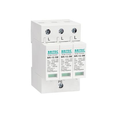 China BR-12.5M 3P class I 3p 12.5kA Type 1 3 phase Surge Arrester surge suppressor SPD for sale