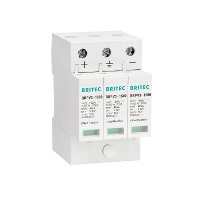 China BRPV3-1500 DC 1500V 3P PV Solar  pv surge arrester 40ka Surge Protector dc spd for sale