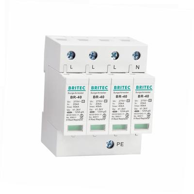 China BR-40 4P 40kA Surge Arrester Protection Device 3 Phase thunder protector spd tuv type 2 surge protection device for sale