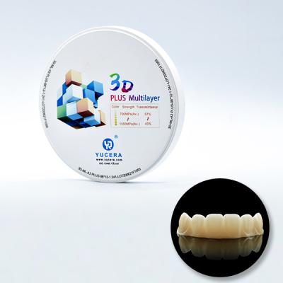 Cina dischi stratificati dentari di biossido di zirconio del disco 3D di biossido di zirconio di 98x12mm multi in vendita