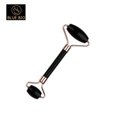 China Black Obsidian Massager Jade Roller Detachable Double Head Anti Wrinkle Natural Crystal for sale