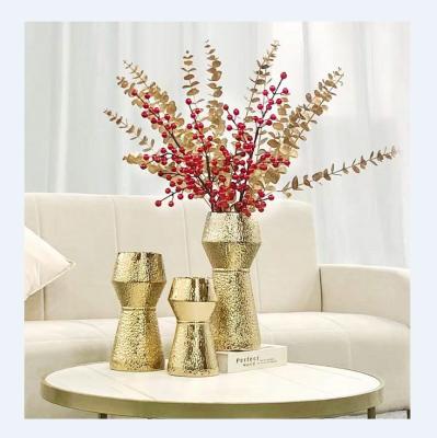 China Vintage Many Design Gold Electroplating Vases Set Gold Wedding Vases Gold Ceramic Vase For Home Decor for sale