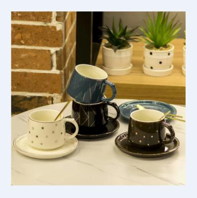 China Sustainable Nordic Luxury Cup With Saucer Porcelain White Coffee Cup And Saucer Set Modern Tea Cup And Saucer for sale