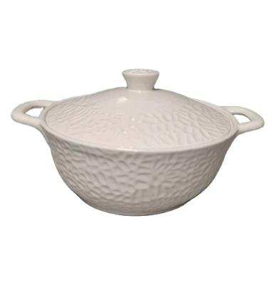 China Viable Nordic Ceramic White Pot Soup Tureen Porcelain Ceramic Soup Bowl With Lid for sale