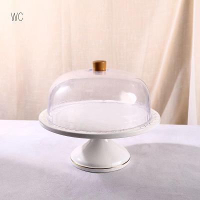 China Good Quality White Ceramic Cake Stand Dessert Stand Gold Paper Cake Display Stands Wedding for sale