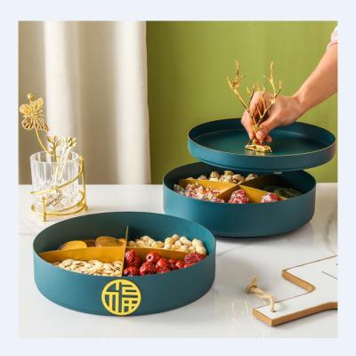 China Luxury 4 Compartment Dried Fruit Dishes Sustainable Dessert Snack Bowl Tray Snack Bowl Set With Lid for sale