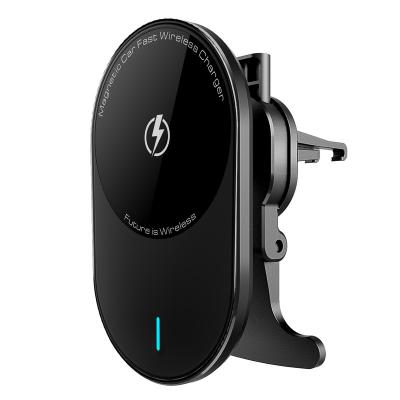 China Wholesale Qi 15W Wireless Magnet Car Charger Phone Holder Air Vent Car Mount for sale