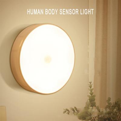 China Modern Human Body Induction Led Round Night Light Aisle Aisle Wardrobe Bedroom Bedside Sensor Lamp for sale