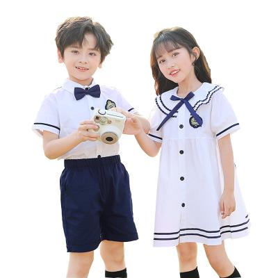 China White Summer School Uniform Suit Kindergarten Kindergarten Class Gown Graduation Photo Interview Skirt School Dress For Primary School for sale