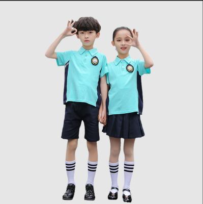 China Kindergarten school uniform design color combination T-shirt Hot-selling sportswear for primary school students for sale