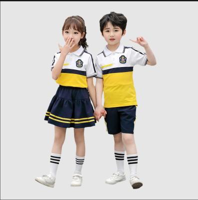 China New high fashion school clothes summer school uniform sports suit logo customization for children and students for sale