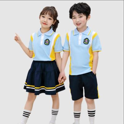 China Korean short-sleeved school uniform logo customization school uniform girl skirt suit school children's sportswear for sale