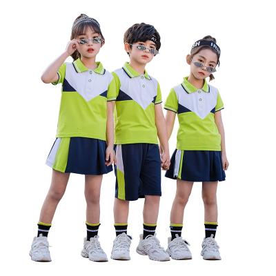 China Wholesale School Uniform Design Shorts Cotton T-shirt Primary School Students Elementary School Summer Cheerleading Apparel for sale