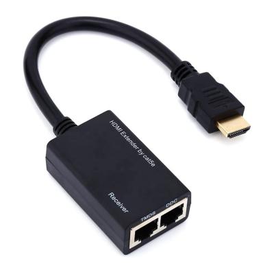 China Doonjiey PVC Supplement HDMI over RJ45 CAT5e CAT6 1080P UTP LAN Ethernet Balun Repeater Cable for sale