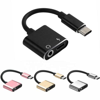 China MP3/MP4 Player New 2 in 1 USB Type-C to 3.5mm Earphone Jack Type-C to 3.5mm Adapter 2 in 1 Cable Headset Charging Splitter for sale