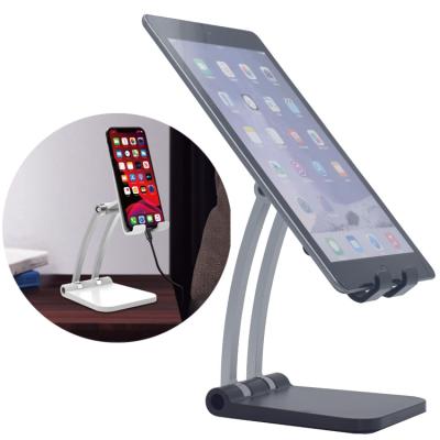 China 2021 Universal Adjustable Metal Desktop Tablet Stand Holder Kitchen Bathroom Cell Phone Stable Holder For iPad Samsung iPhone for sale