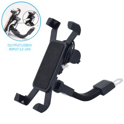 China Universal 360 Rotation Adjustable Motorcycle Bicycle Handlebar Mobile Phone Holder Mount with USB Charger for Motorbike for sale