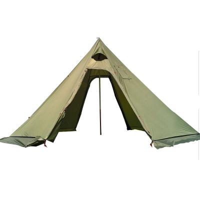 China Extended Type 3 Person Lightweight Teepee Warm Tent With Fire Retardant Pipes Window Teepee Tents For Family Team Outdoor Backpackin for sale