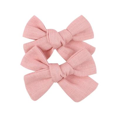 China Interesting European and American Style 2Colors 3.2Inch Cotton Hair Bows Bowknot with Clips for Girls Cute Hair Clips Barrettes Headwear Kids Hair Accessories for sale