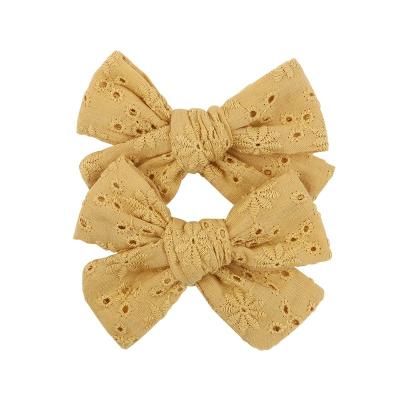 China Interesting European and American Style 2Colors 3.2Inch Cotton Hair Bows Bowknot with Clips for Girls Cute Hair Clips Barrettes Headwear Kids Hair Accessories for sale