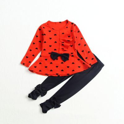 China Other New Winter Fashion Girls Clothing Bow Dress Full Leg Warmers Kids Around Neck Polka Dot Sport Suits Baby Casual Outfit for sale