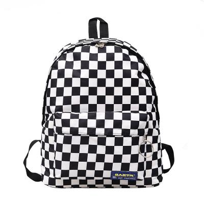 China Motion Sensing Unisex Plaid Travel Daypack Laptop Backpack Nylon Female Book Satchels Feminina Educate Casual Rucksack Women Bag for sale