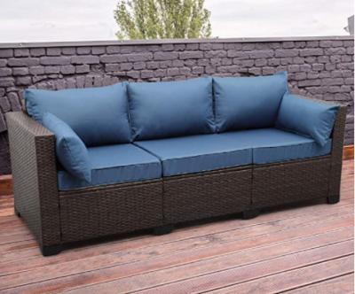 China Modern Hot Sale 3-Seat Rattan Patio Wicker Outdoor Sofa With Furniture Cover And Deep Seat for sale