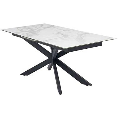 China Extendable Widening White Ceramic Dining Table for sale