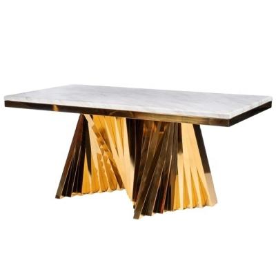 China Modern modern marble table top, stainless steel table gold leg, dining room furniture for sale