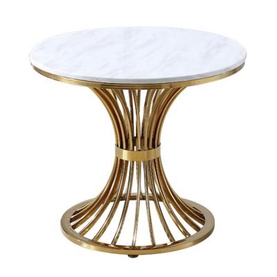 China Small Modern Marble Corner Gold Stainless Steel Cabinet Side Sofa Table Tea Coffee Table for sale