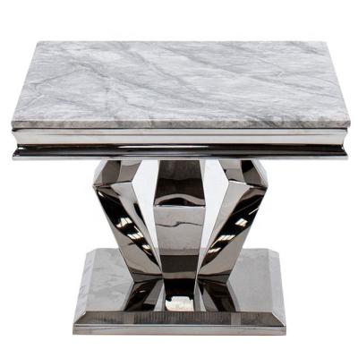 China Modern Living Room Furniture Stainless Steel Legs Marble Sofa Side Table Top for sale